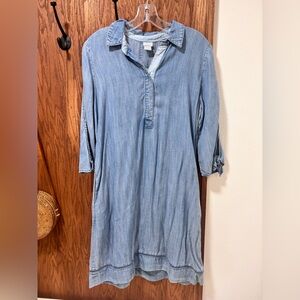NWT Chico's Tencel Chambray Tie Sleeve Dress